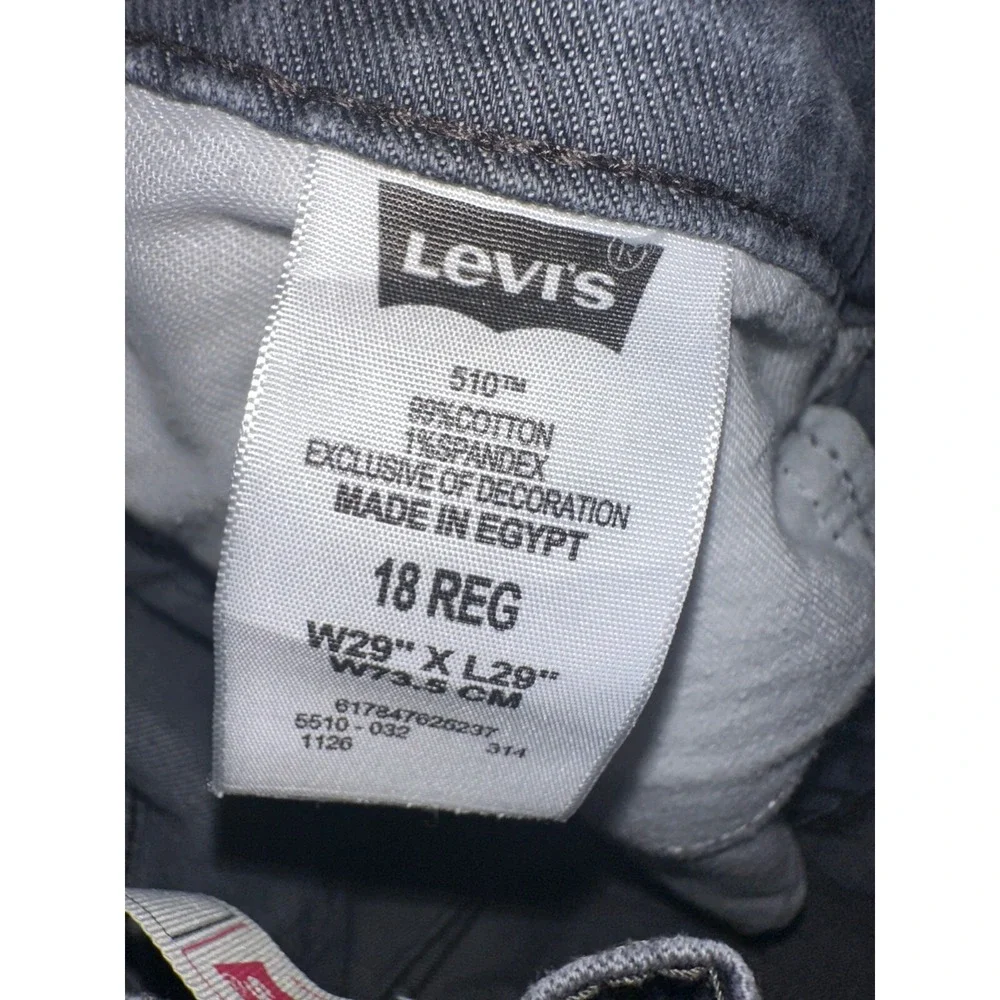 Levis 510 Boys Kids Size 29x29 18R‎ Stretch skinny Jeans black Denim Medium Wash
